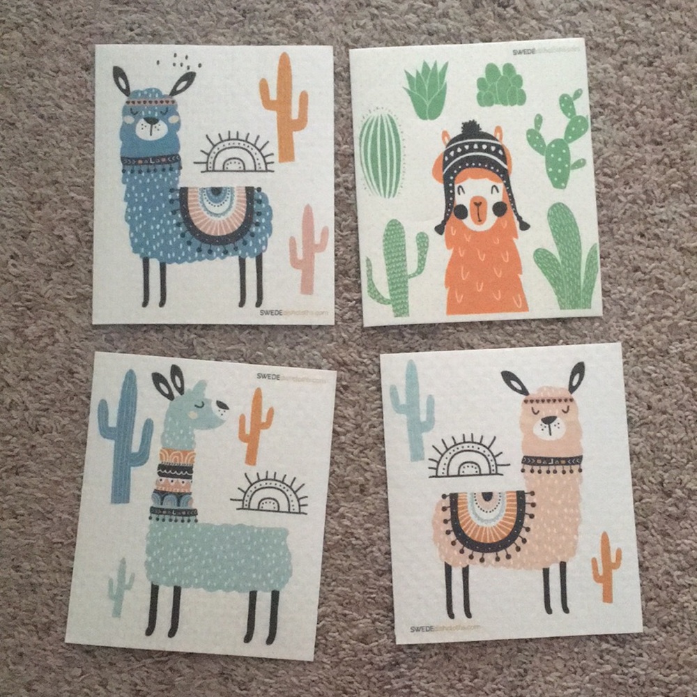 Llama alpaca reusable dishcloths towels sponge